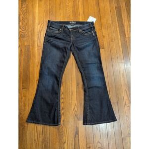 Silver Jeans Co Camden Rose Bell Dk Wash Flare Stretch Jeans W33 L33 Hemmed 28.5
